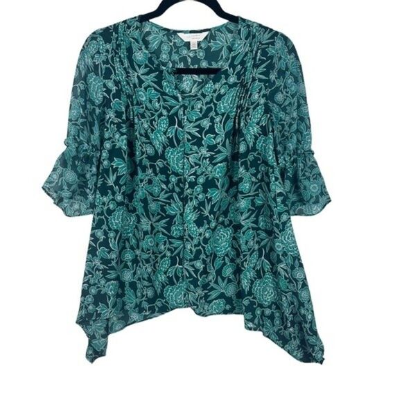 LC Lauren Conrad Blouse Green Tunic SZ XS - Picture 4 of 9